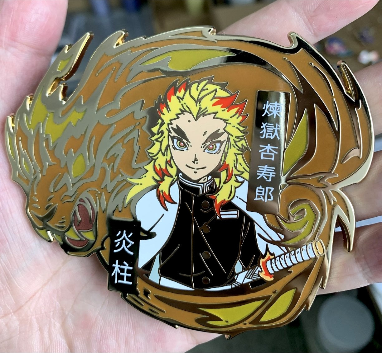 Zilefsilk Anime Demon Slayer Cute Enamel Pin Figure Rengoku Shinjurou for Backpack Jackets Hat Metal Lapel Badges Pins Characters Aesthetic Brooch for